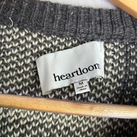 Heartloom Wool Plaid Avery Sweater Crewneck Womens Medium Gray Cream Cottagecore - Picture 9 of 10